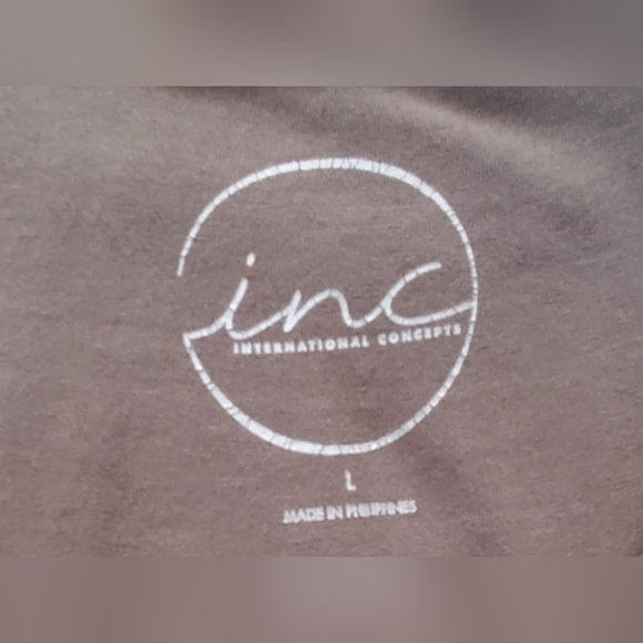 INC International Concepts Taupe Draped Neckline Long Sleeve Blouse Size L - Picture 4 of 5